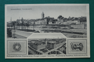 AK Schweinfurt / 1910-1920 / Kugel Lager Werke / Fichtel und Sachs / Fahrrad Torpedo Freilaufnabe / Kugellager / Fabrik Ortsansicht